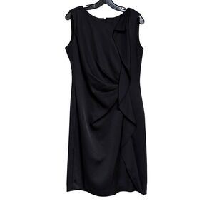 Jones New York Dress Womens Black Draped Ruffle Sheath Size 8 Elegant Cocktail